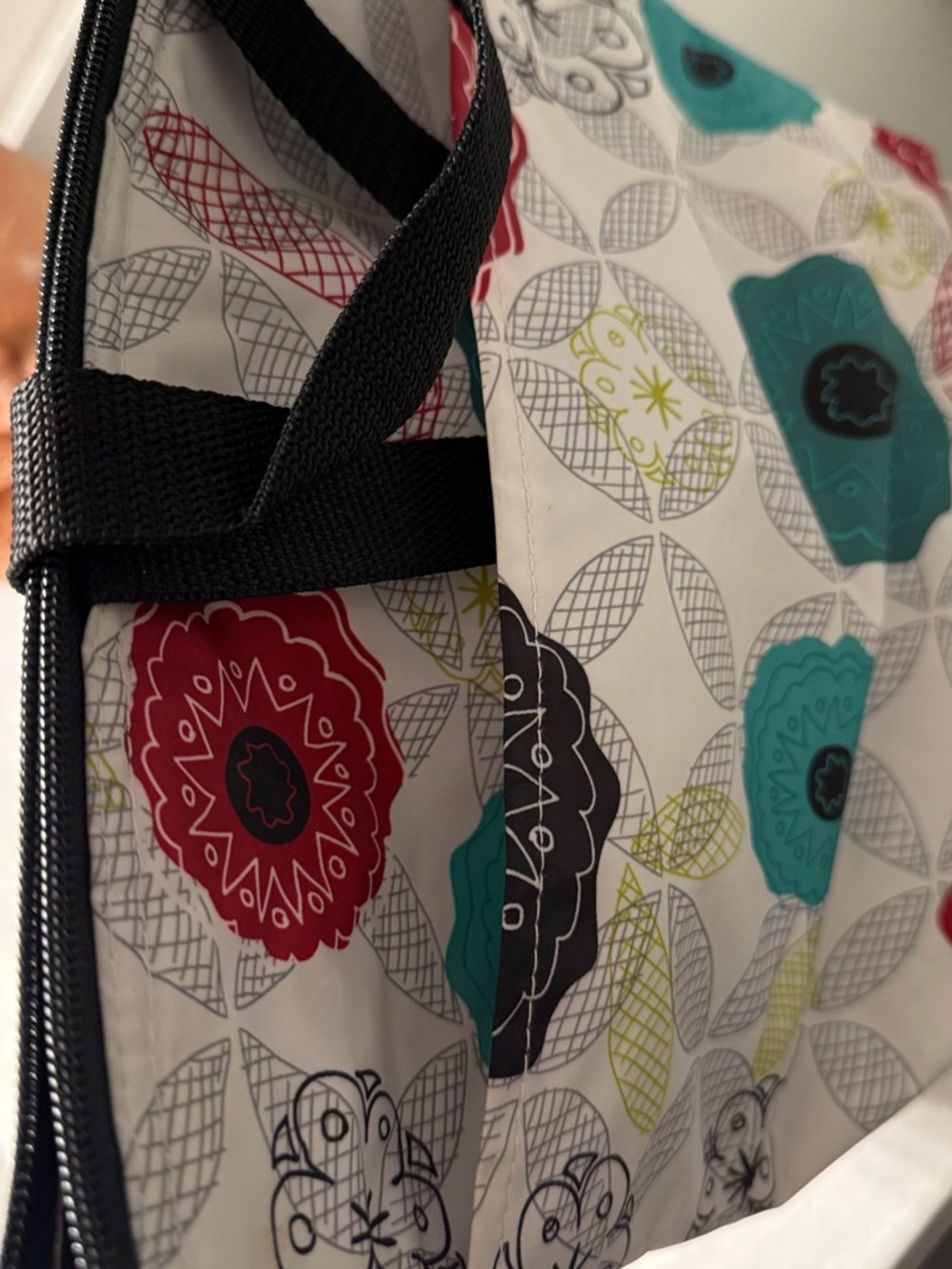 Thirty-One Teal & Red Floral Insulated Lunch Bag - Picture 4 of 6